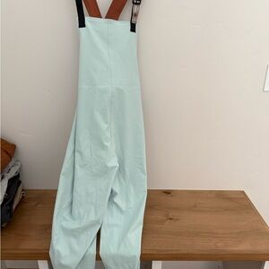 Mint Green Overalls with Brown Aztec Straps
